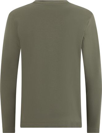 HUGO BOSS Mens Long-Sleeve Cotton T-Shirt Green Open T-Shirts And Polos