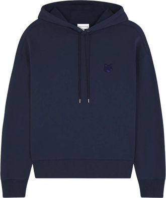 Maison Kitsuné Hoodies, male, Blue, S, Fox Head Oversize Hoodie
