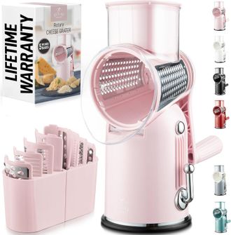 Zulay Kitchen Classic Rotary Cheese Grater 5 Blade Cheese Shredder