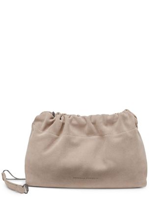 Brunello Cucinelli drawstring suede shoulder bag - women - Leather - OS - Neutrals