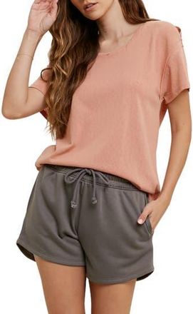 Wishlist Shoulder Cutout Slub Knit T-Shirt in Rose at Nordstrom Rack, Size Medium