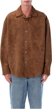Ami Jassen, Heren, Bruin, L, Su&egrave;de, Bruine Su&egrave;de Overhemd Aw 25