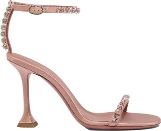 Amina Muaddi Gigi Sandal 95 - Dames - Sandalen met hakken - Roze - 39 1/2 EU - Leer - Schoenen