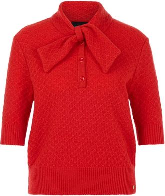 Marc Cain Gebreide blouse met strik - Dames - Truien - Rood - Maat: XS Wol