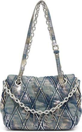 Diesel Charm-D - Shoulder bag in metallic-foil denim - Shoulder Bags - Woman - Blue
