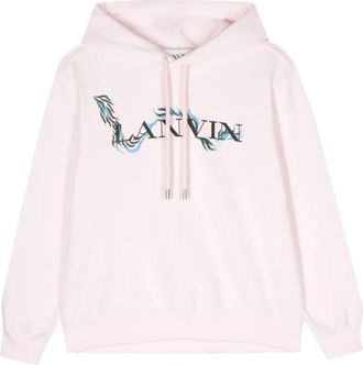 Lanvin Klassieke Hoodie met Print - Dames - Hoodies - Roze - S - Katoen - Hoodies & sweatvesten