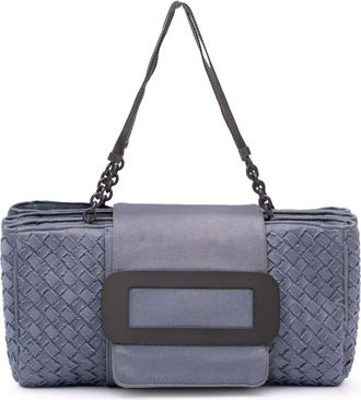 Bottega Veneta Borsa a mano in tela con design Intrecciato e fibbia frontale 2012-2024 - Blu