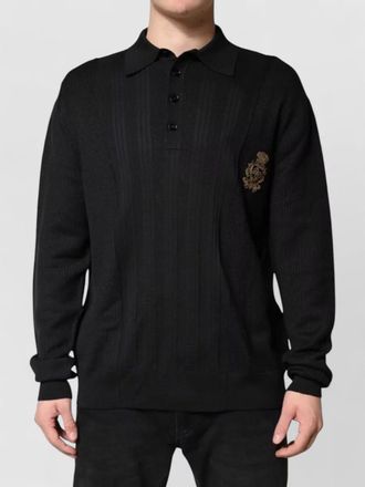Dolce & Gabbana silk blend long sleeve polo shirt