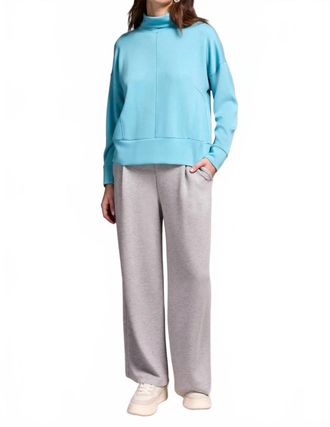 Tribal Techno Lux Drop Shoulder Funnel Neck Knit Top In Mistblue