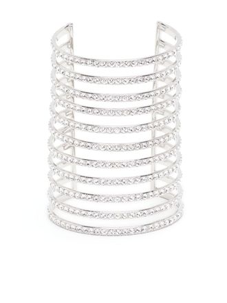 Amina Muaddi Vittoria crystal-embellished cuff bracelet - Silver