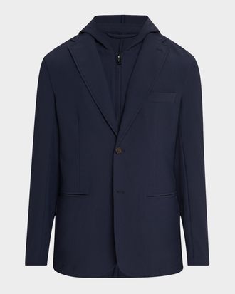 Emporio Armani Men & apos;s Nylon Stretch Blazer with Removable Hood