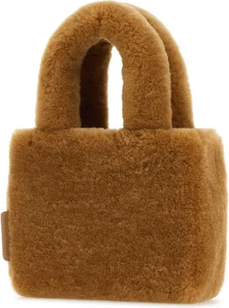 Amina Muaddi Womens Camel Shearling Amini Giuly Handbag Latsilha Borse A Mano Bag
