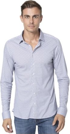 DeSoto Witte Overhemd met Geometrisch Patroon - Heren - Casual Overhemden - Wit - XL - Katoen - Overhemden
