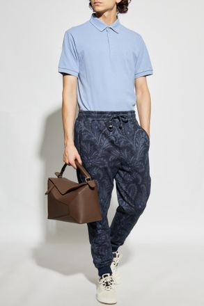 Etro Polo With Embroidered Logo, Mens, Blue