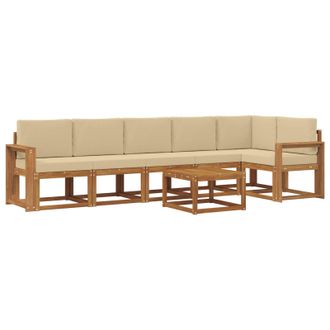 vidaXL Conjunto De Sof&aacute;s De Exterior Con Coj&iacute;n 7 Pcs Natural Y Beige Vidaxl