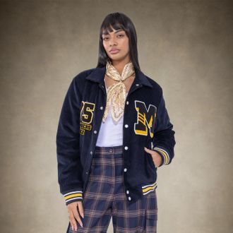 Members Only Womens Corduroy Varsity Jacket
