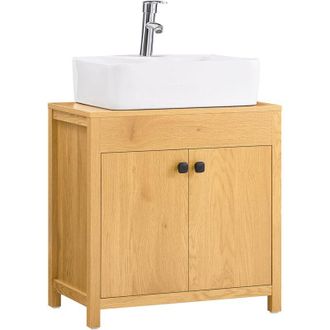 SoBuy Sobuy - Mueble para Debajo del Lavabo Fregadero Armario de Baño Armario de Almacenaje de Suelo 2 Puertas 60 x 35 x 60 cm BZR98-N es