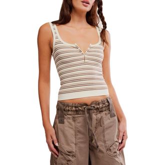 Free People Simply Soft Stripe Tank in Canyon Sunset Combo at Nordstrom, Size X-Small