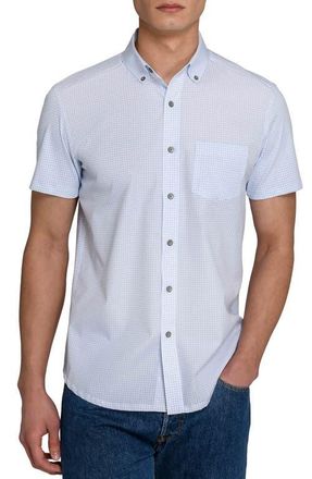 W.R.K Circle Geo Reworked Short Sleeve Button-Down Shirt in Navy/Blue at Nordstrom, Size Xx-Large