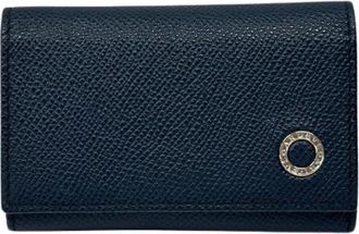 Bulgari Pre-owned Leren kaarthouder - Dames - Pre-owned - Blauw - Maat: ONE Size Leer