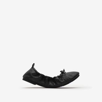 Burberry Check Leather Fawn Ballerinas, Size: 35.5