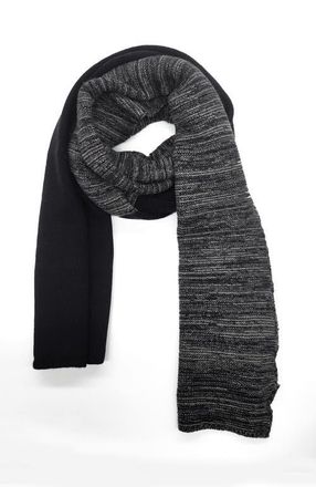 Portolano Cashmere scarf in solid and tweed pattern in Black/grey at Nordstrom