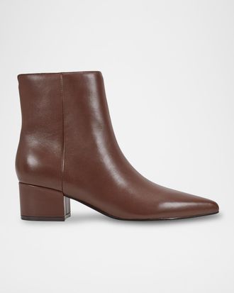 Marc Fisher Leonna Leather Block-Heel Ankle Booties