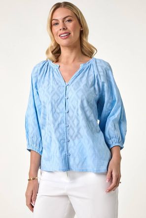 Roman Textured Cotton Blouse