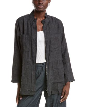 Eileen Fisher Stand Collar Linen Jacket