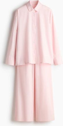 H&M Cotton Satin Pyjamas in Light Pink at Nordstrom, Size X-Small