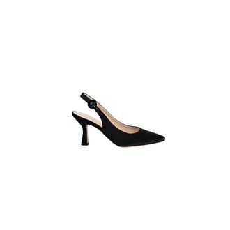 Lella Baldi Slingback in raso con tacco rocchetto - female - Lella Baldi - Pumps - Black - 4 1/2 UK - Shoes