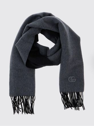 Gucci Sciarpa in 100% cashmere con monogramma GG e bordi sfrangiati