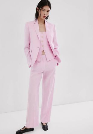 Mango Pantaloni completo lino rosa - Donna - 36 - MANGO