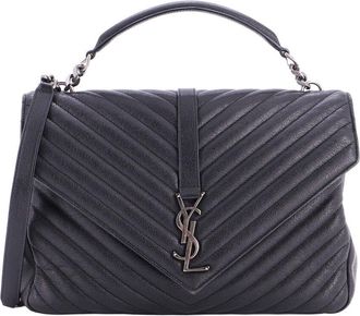Saint Laurent Classic Monogram College Bag Matelass&eacute; Chevron Large (Authentic Pre-Loved)