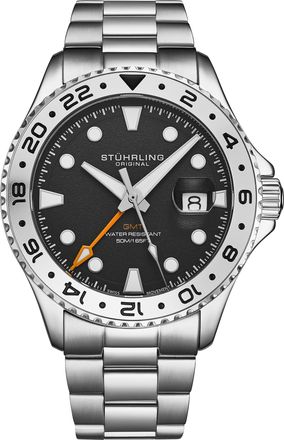 St&uuml;hrling Equinox 4077 Mens 43mm - Black Stainless Steel - One Size