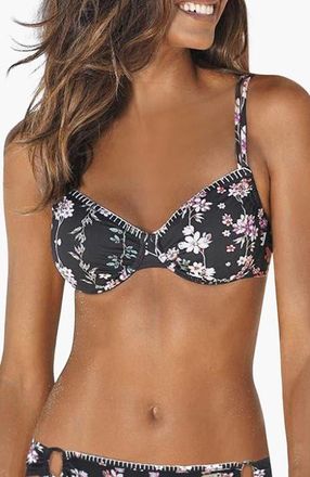 Lascana Womens Trimmed Underwire Bikini Top Size 36DD in Black Printed at Nordstrom