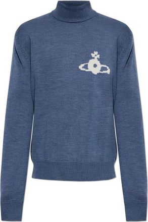 Vivienne Westwood Wool Turtleneck Mark - Heren - Coltruien - Blauw - M - Wol - Truien & Vesten