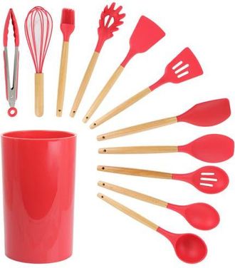 MegaChef Silicone and Wood Cooking Utensils, Set of 12 in Red at Nordstrom
