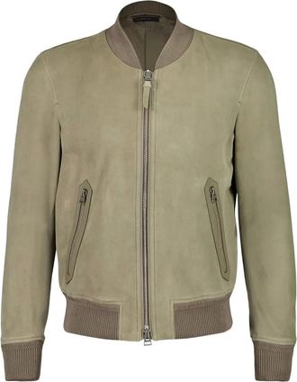 Tom Ford Bomber in pelle scamosciata - Verde