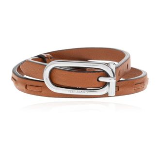 Ferragamo Bracelets, male, Brown, Size: ONE SIZE Gancini Leather Bracelet