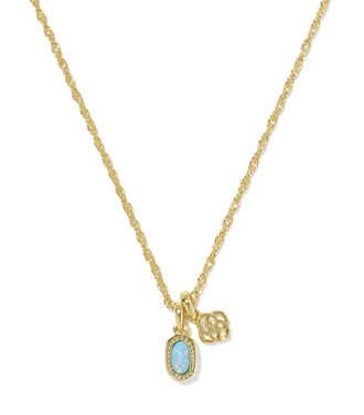 Kendra Scott Womens Mini Elisa Dira Necklace In Gold Blue Opal