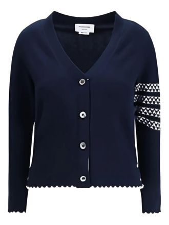 Thom Browne HOLIDAY MERINO HECTOR INTARSIA CARDIGAN - Blauw