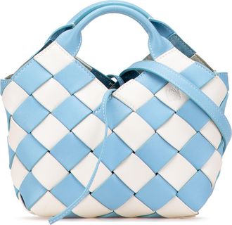 Loewe Pre-owned Womens Basket Woven Design Adjustable Strap - Light Blue Leather - One Size