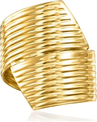 Ross-Simons Italian 14kt Yellow Gold Lined Bypass Ring