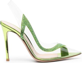 Gianvito Rossi Hortensia 105mm slingback pumps - women - Calf Leather/Calf Leather/Rubber/Calf Leather - 36.5 - Green