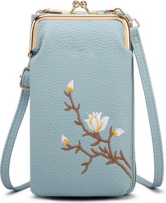 Generic Women Sling Cross-Body Wallet with Mobile Cell Phone Holder, Phone Purse Bag with Shoulder Strap, Lightweight Crossbody Wallet Handbag for Travel & Ev