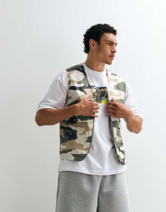 Asos gilet utility stormMAX idrorepellente con stampa mimetica-Verde