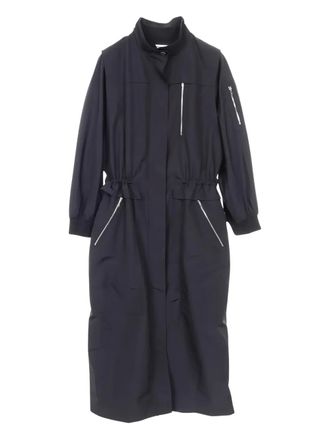 Hermès 2010s zip-fastening coat - women - Wool/Nylon - 36 - Blue