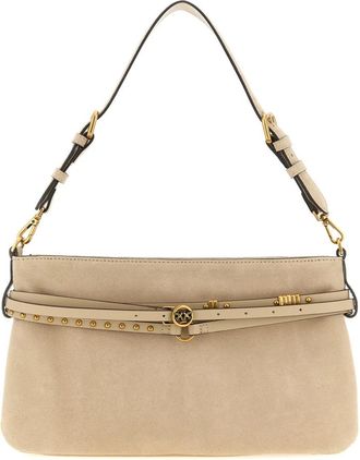 Pinko Belt Suede Medium Schoudertas - Dames - Schoudertassen - Beige - ONE Size - Leer - Tassen