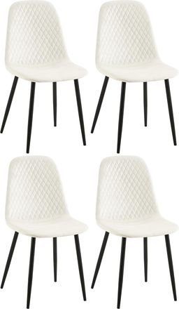 Clp Clp - Set De 4 Sillas De Comedor Giverny En Tela O Terciopelo Blanco Crema Terciopelo